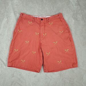 Castaway Nantucket Island Shorts Mens 32 Red Embroidered Lacrosse Chino Preppy